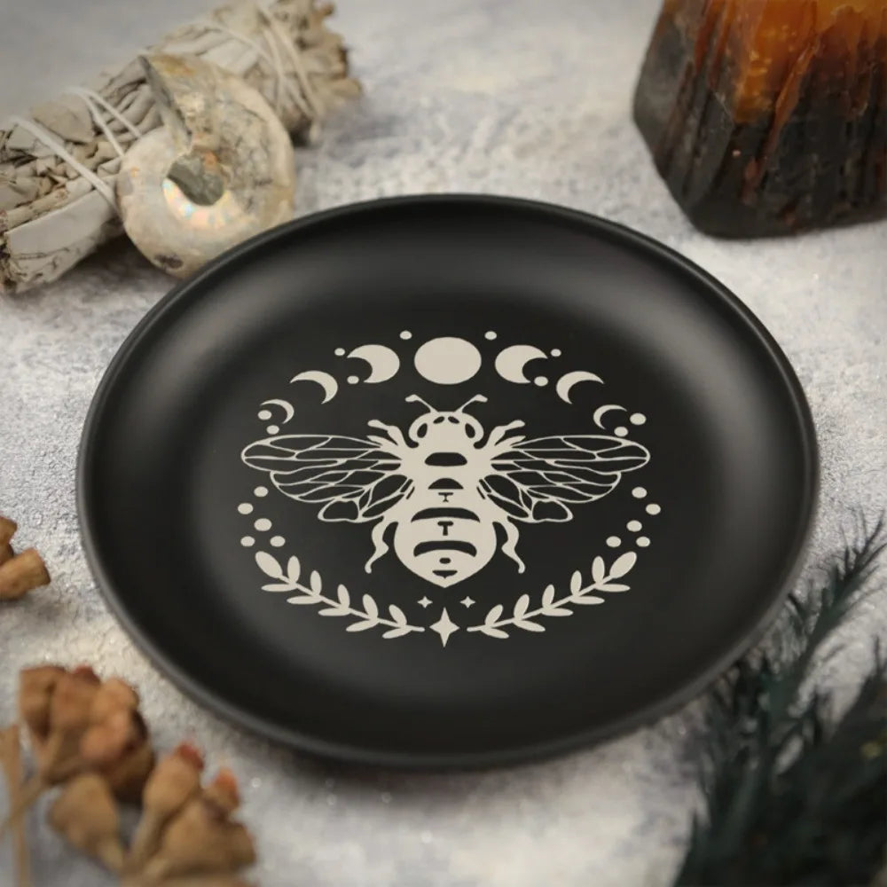 Black Stainless Steel Decorative Tray — Jewellery Dish & Altar Plate