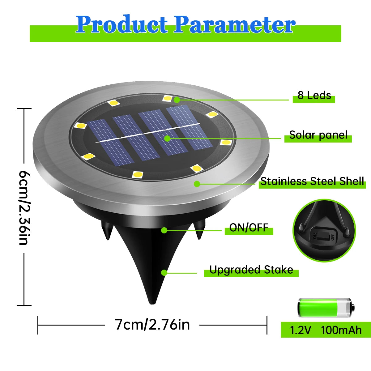 AMARYLLIS Solar Pathway In-Ground Lights – 8 LED Waterproof Outdoor Garden & Driveway Stake Lamps (8 pcs)