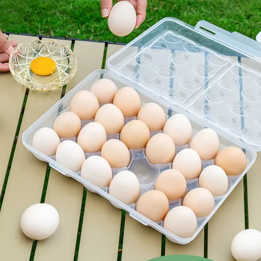 Portable Egg Holder with Lid & Safety Lock — Stackable, for Fridge & Outdoor