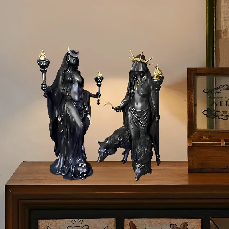 Dark Goddess Hecate Resin Figurine — Fantasy Collectible Ornament