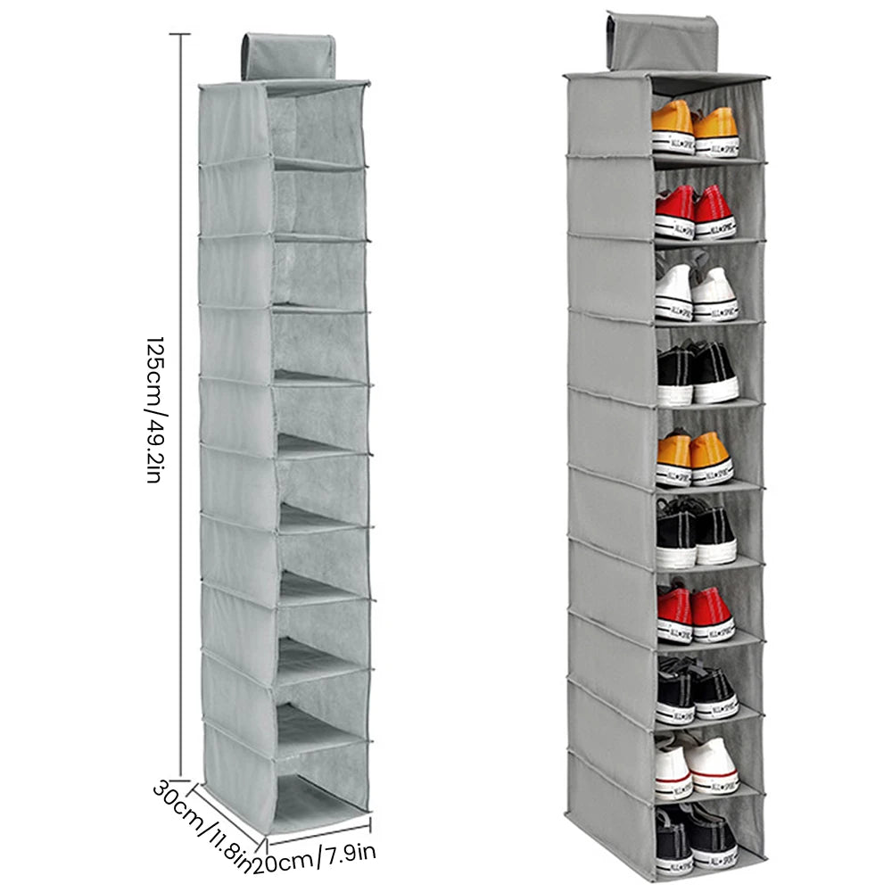 10-Layer Hanging Shoe Organizer for Closet