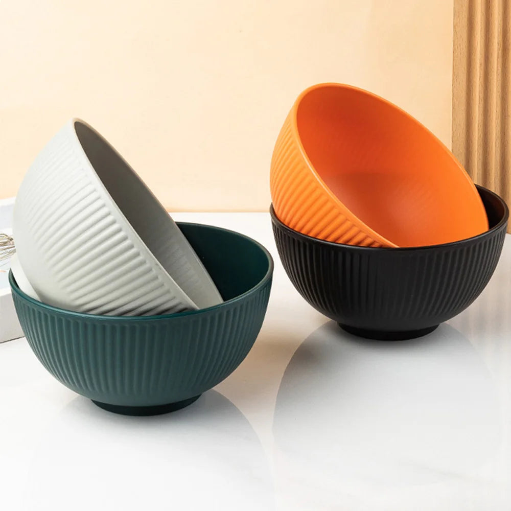 Nordic Wheat Straw Plastic Bowls — Shatter-Resistant, Set of 4