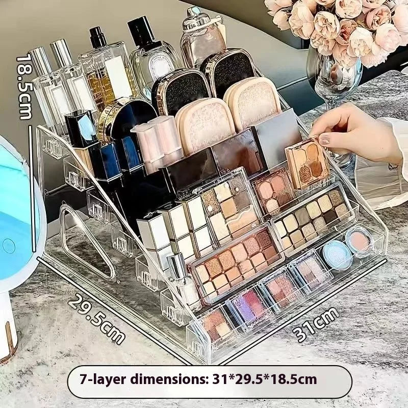 7-Floor Acrylic Staircase Display Rack — Transparent Multi-Layer Organizer