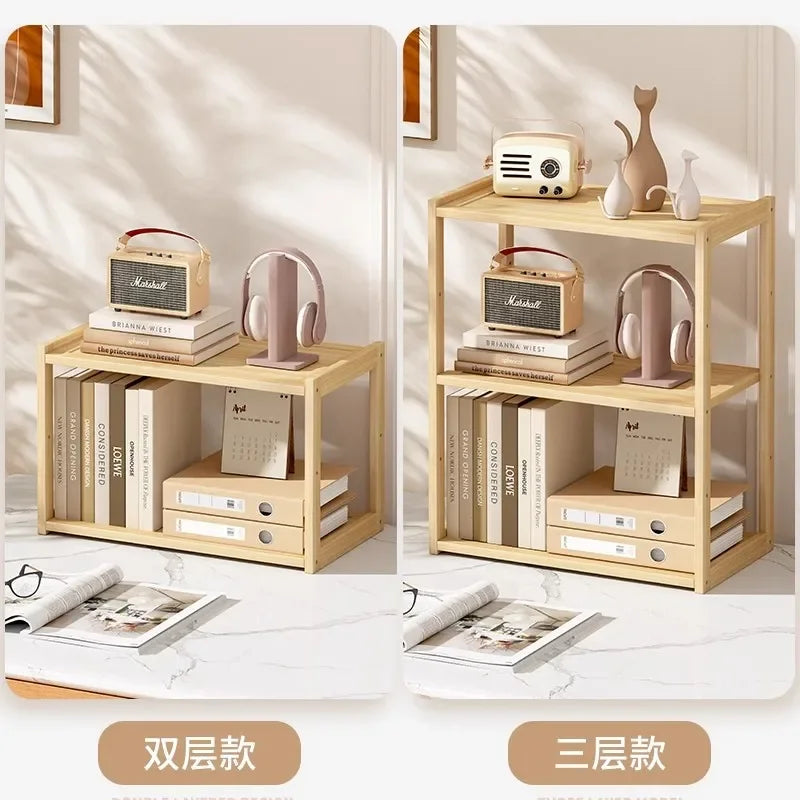 Wooden Desktop Storage Rack — Multi-Layer Organizer for Office & Home