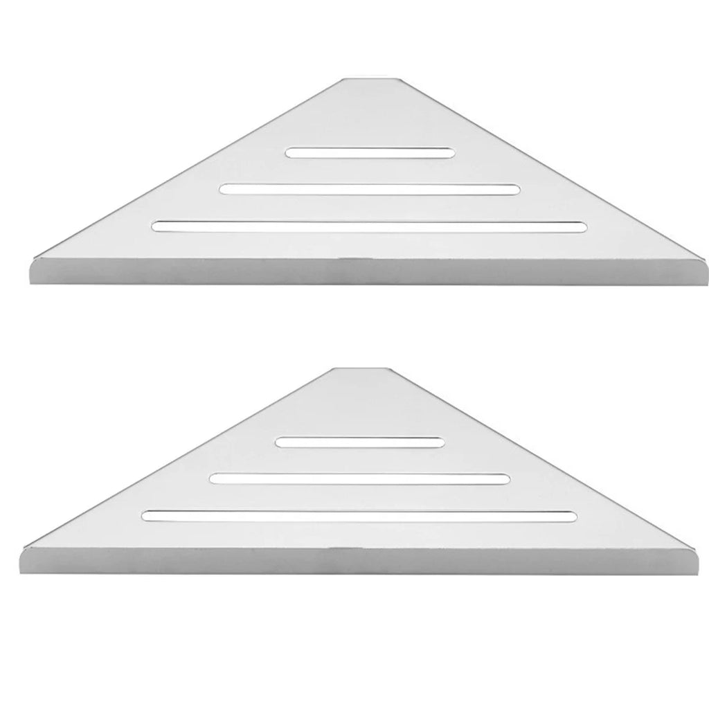 304 Stainless Steel Corner Shower Shelf — No-Drill, Double Tier, 31×21cm