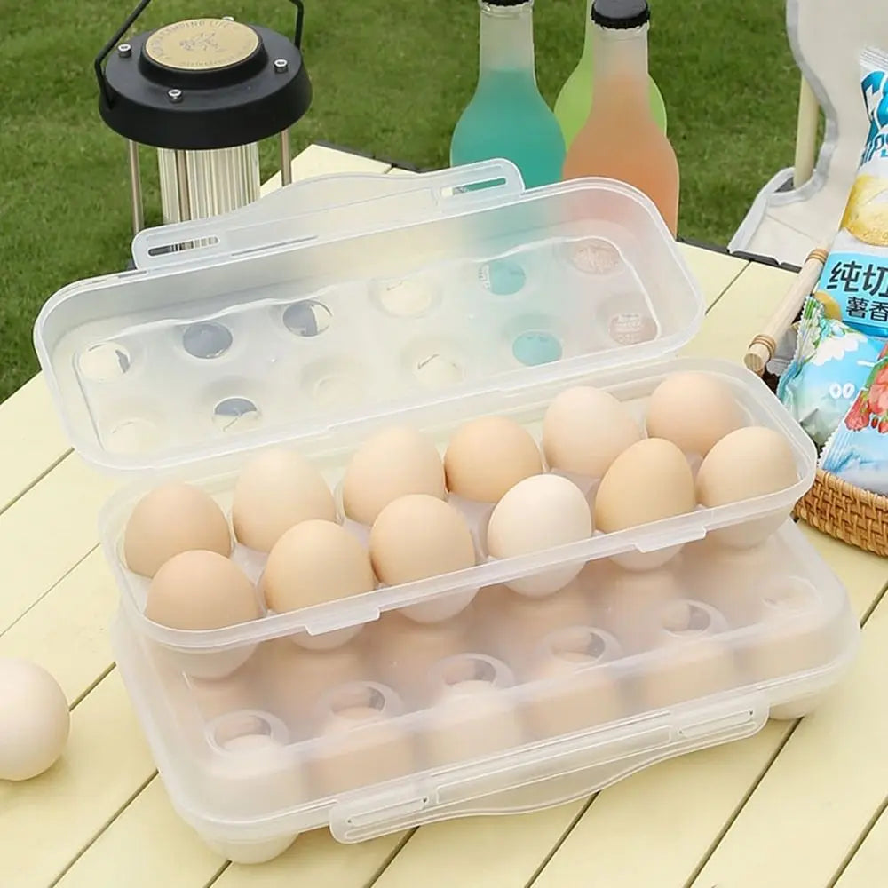 Snap-On Egg Storage Box with Lid — Stackable, for Fridge & Outdoor