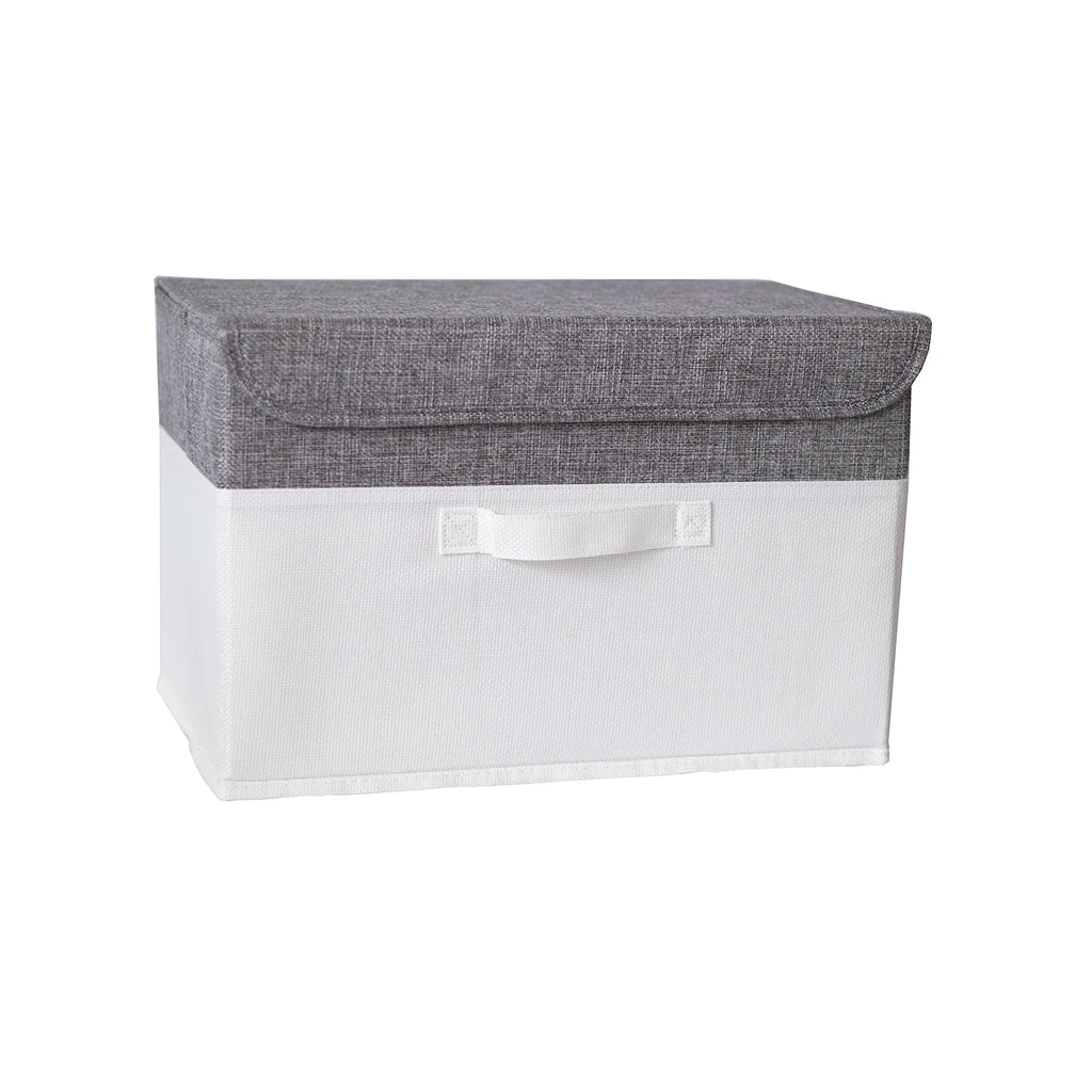 Foldable Cotton Linen Storage Basket with Lid