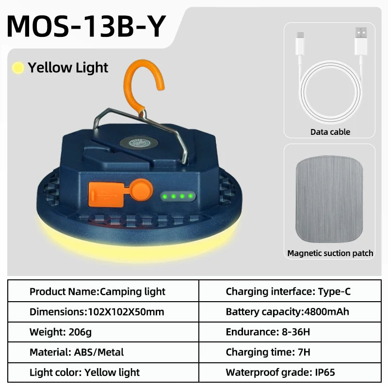 MOSLIGHTING Rechargeable LED Camping Lantern – Portable 15W/30W Emergency Light for Camping, Hiking & Outdoor Use