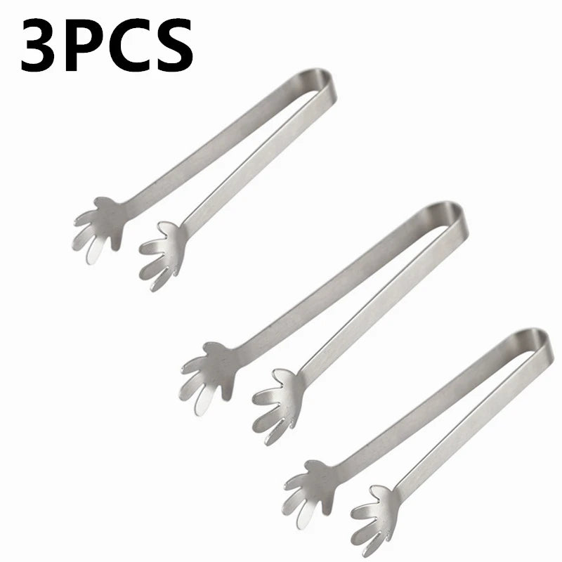 Stainless Steel Mini Serving Tongs — for Sugar, Ice, Snacks & Coffee Bar