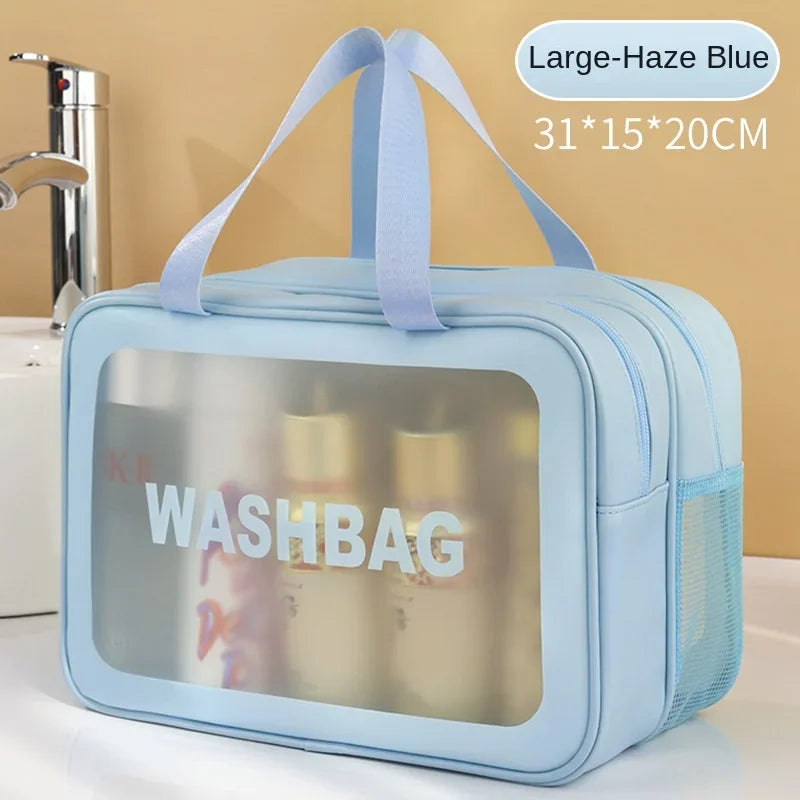 Dry-Wet Separation Toiletry Bag — Double-Layer PU Travel Cosmetic Pouch