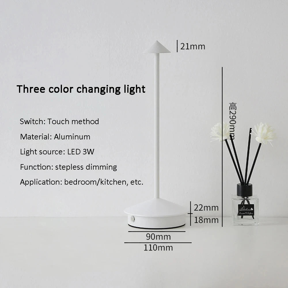 Cordless LED Table Lamp — Touch Dimming, 3 Colour Temperatures