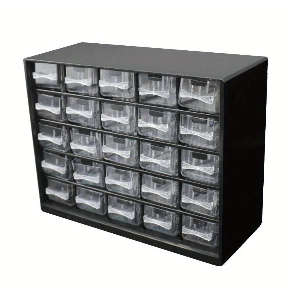 25-Drawer Wall-Mounted Parts Storage Box – ABS Plastic Screw & Component Organizer