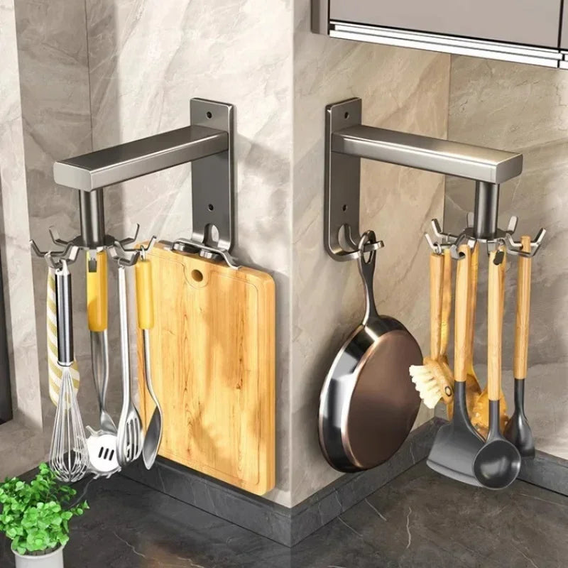 360° Rotatable Kitchen Hook Rack — No-Drill, Spoon & Utensil Hanger