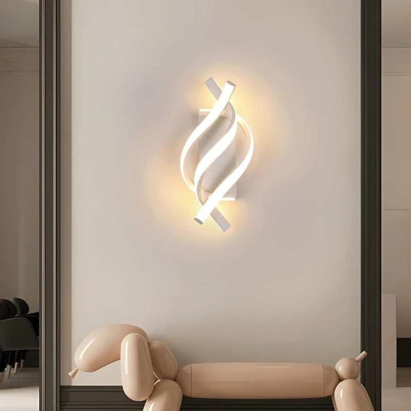 Curved Spiral LED Wall Lamp — 3 Colour Temperatures, Black or White