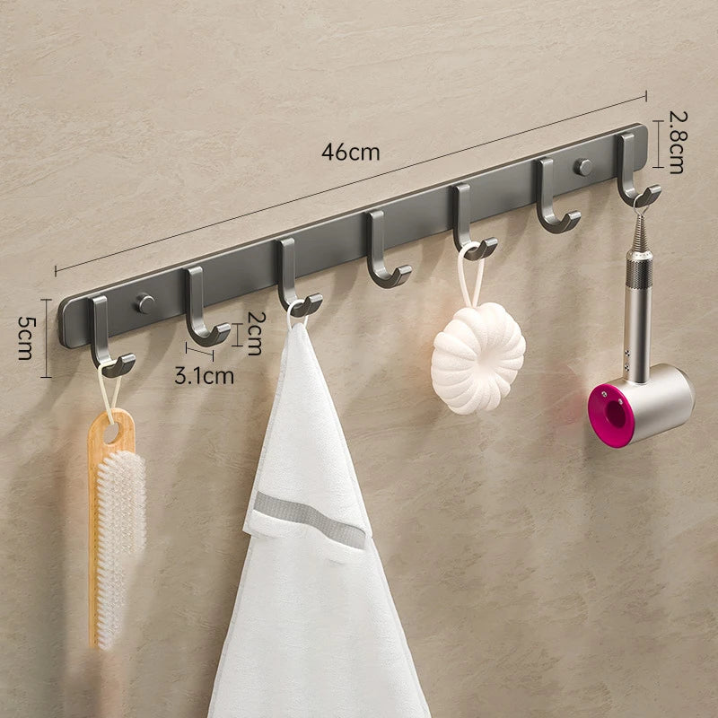 Space Aluminium Wall-Mounted Coat Hook Rack — Entryway & Bathroom Hanger