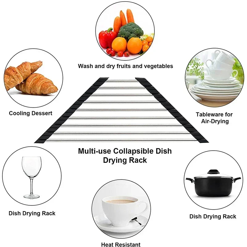 Roll-Up Corner Sink Dish Drying Rack