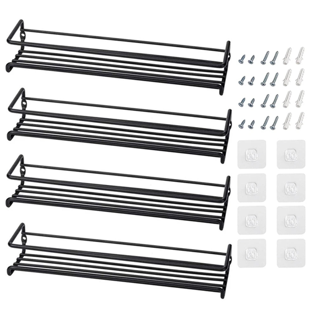 Wall-Mount Metal Spice Rack Organizer — Space-Saving, Drill or Adhesive