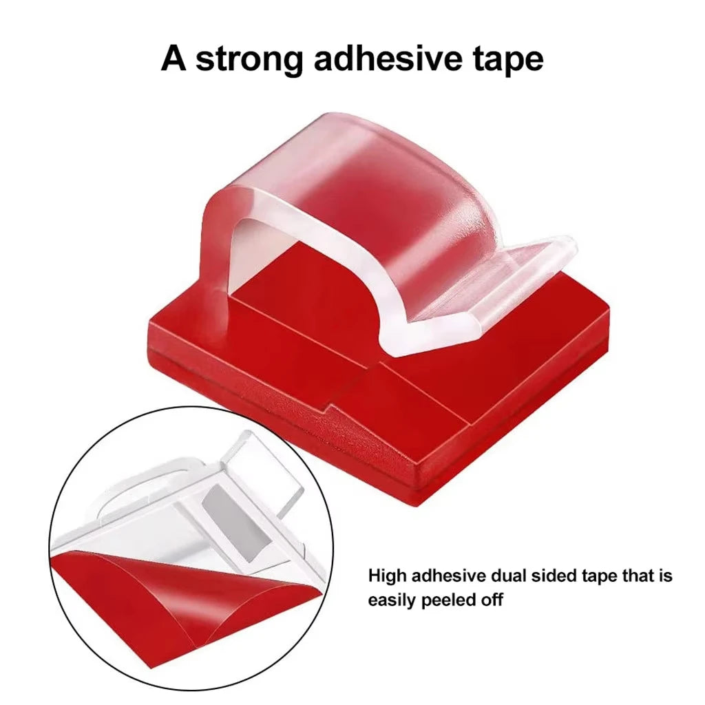 Self-Adhesive Acrylic Cable Clips — Wire Holder & Cord Organizer
