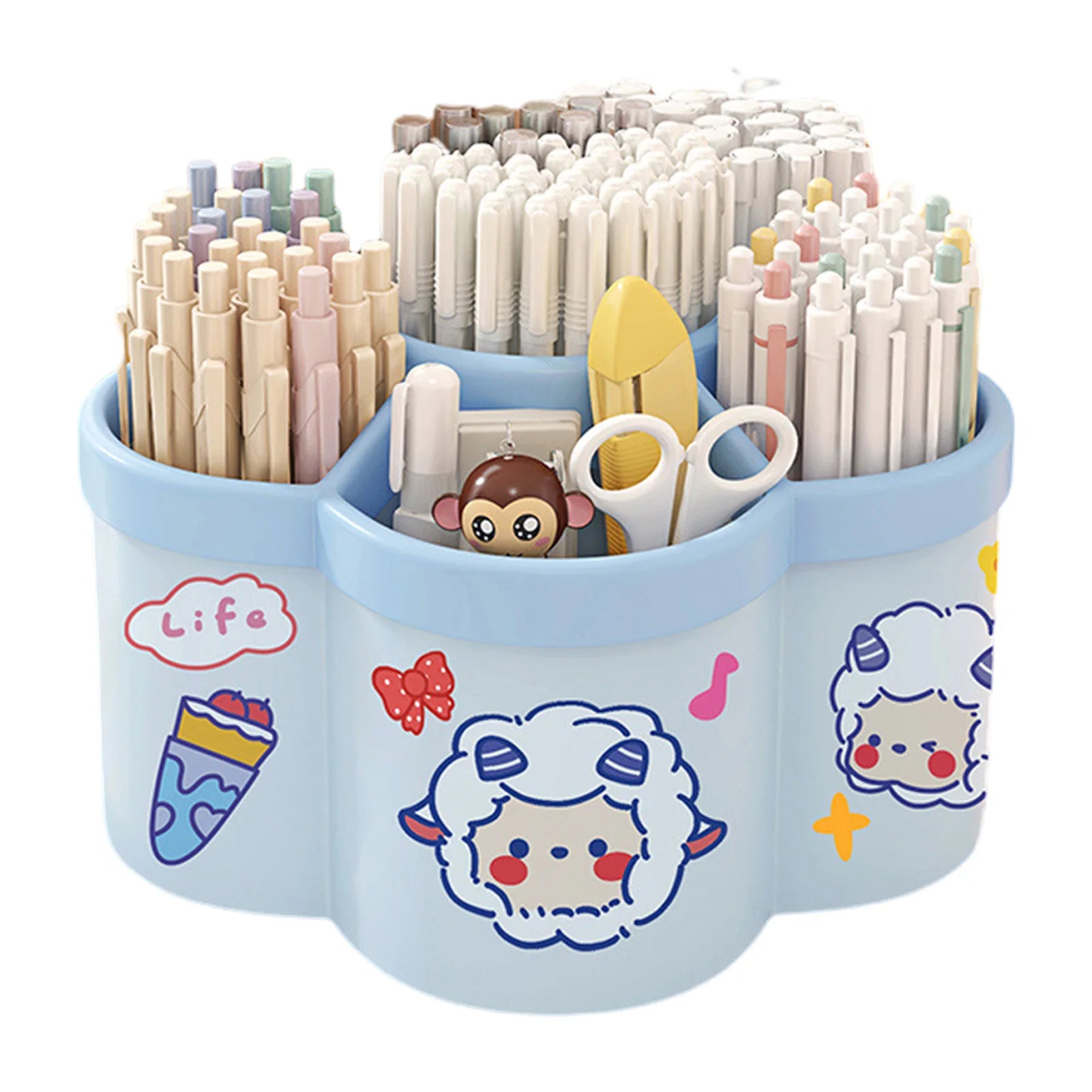 Rotating Plastic Pen Holder — 360° Desktop Organizer, 15.5 × 10 cm