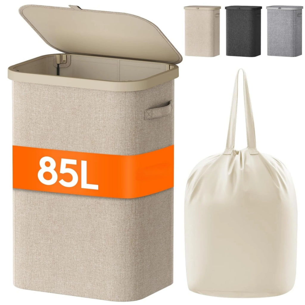 85L Laundry Hamper with Handles & Removable Inner Bag
