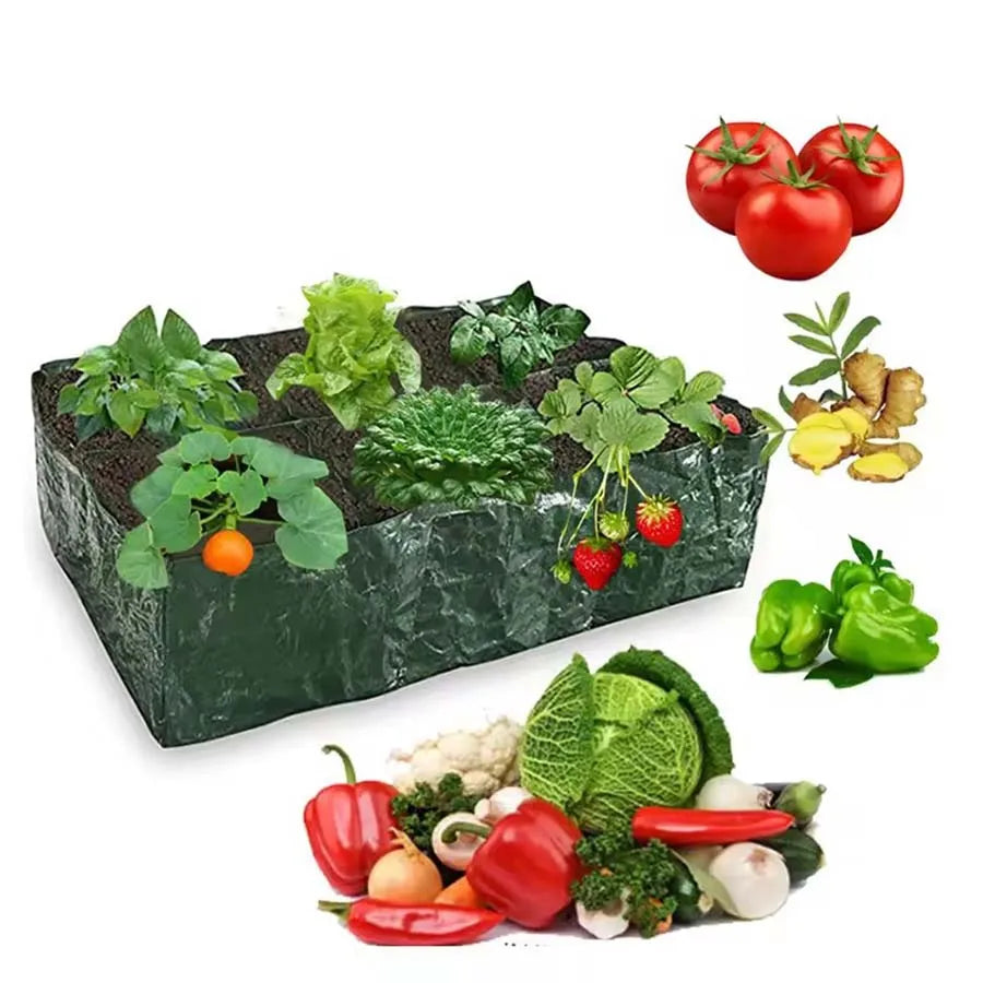 Multi-Grid Round Grow Bag – 4/6/8 Compartment PE Planter for Vegetables & Flowers