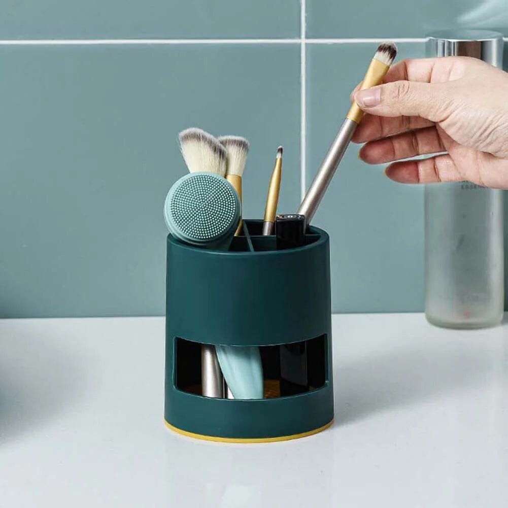 4-Compartment Toothbrush Holder with Drain Tray — ABS Bathroom Organizer