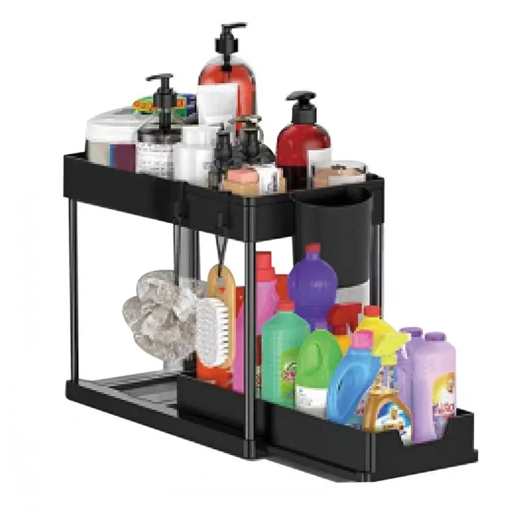 2-Tier Under Sink Organizer with Hooks & Cup Holder