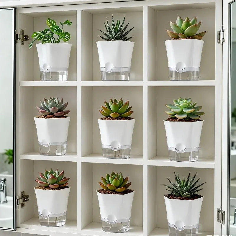 Transparent Self-Watering Hydroponic Flowerpot – Lazy Plastic Planter (1/3/5 Pack)