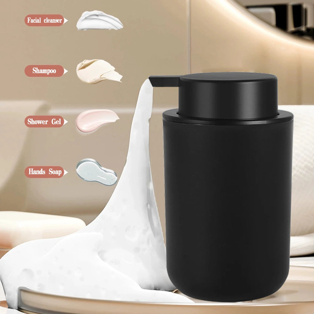 Refillable Foam Soap Dispenser with Mouthwash Cup — Plastic, Black or White