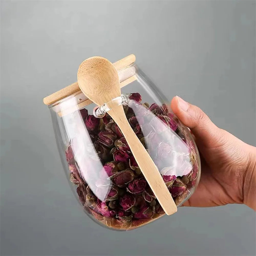 Airtight Glass Storage Jar with Bamboo Lid — For Coffee, Tea & Dry Goods
