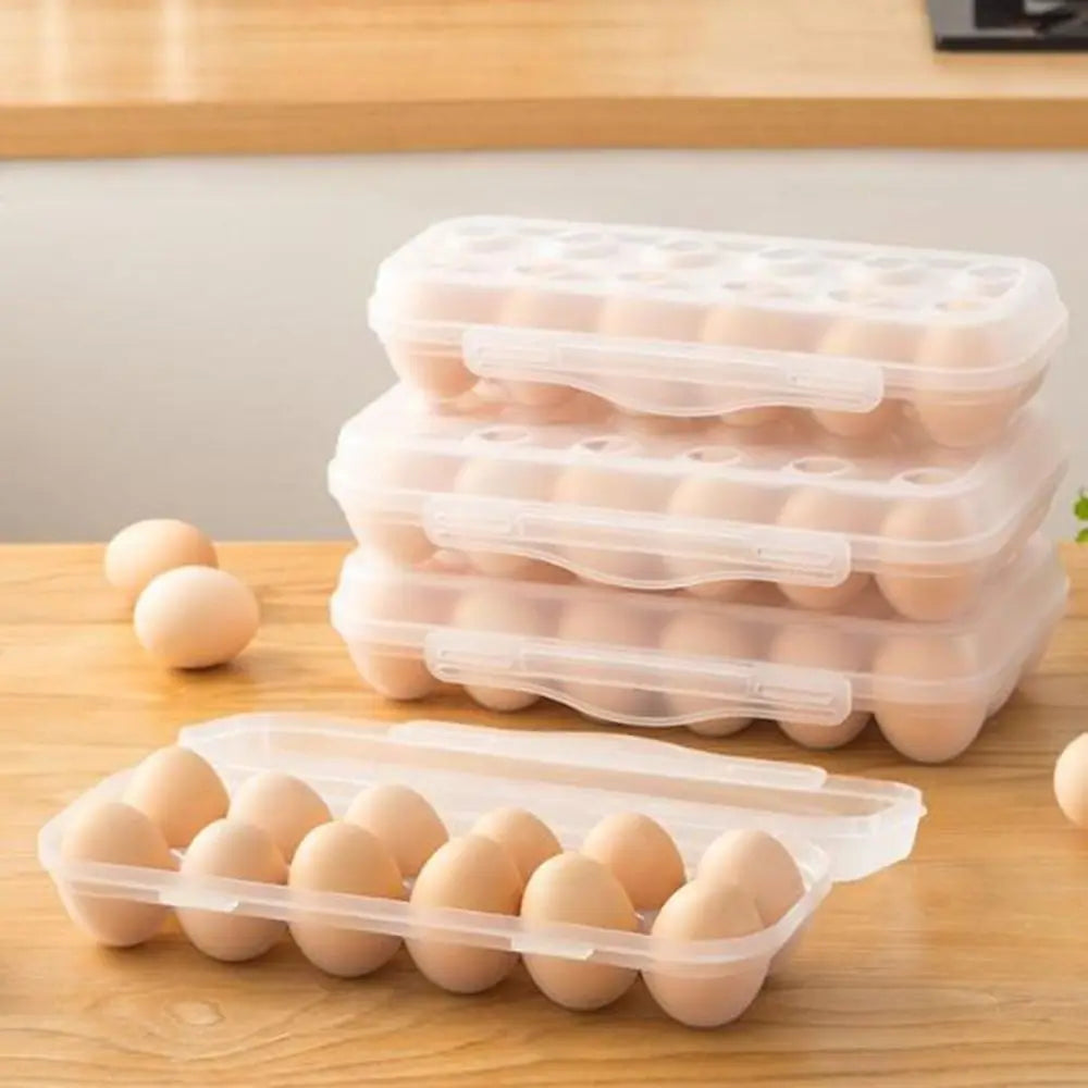 Snap-On Egg Storage Box with Lid — Stackable, for Fridge & Outdoor