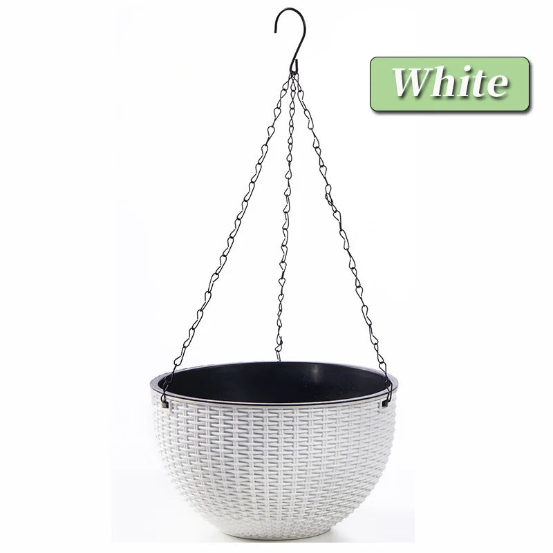 Hanging Hanging Plastic Flower Pot European Style Honeycomb Pattern Imitation Rattan Flower Pot Hanging Indoor Hanging Basket
