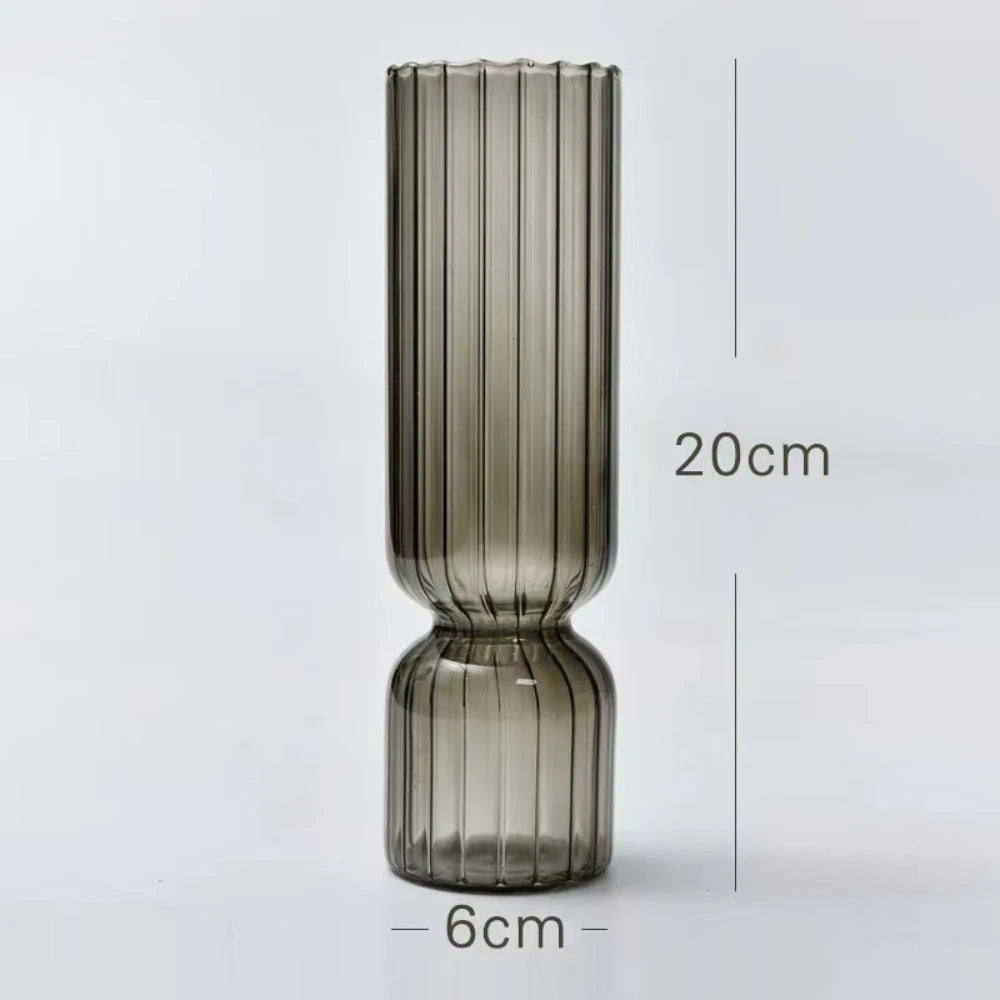 Nordic Striped Colourful Glass Vase — Hydroponic Tabletop Decoration
