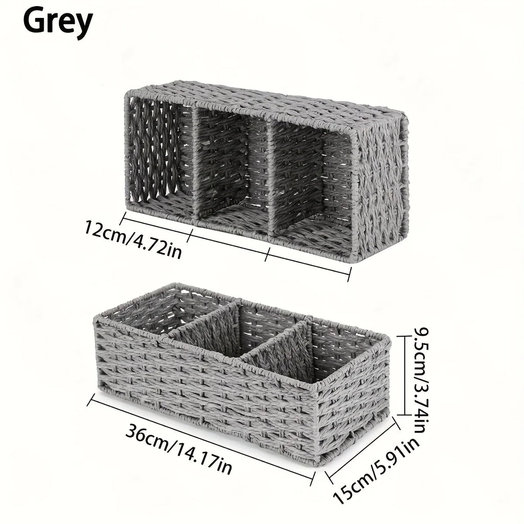 Handwoven Paper Rope Storage Basket — Bathroom & Countertop Organizer