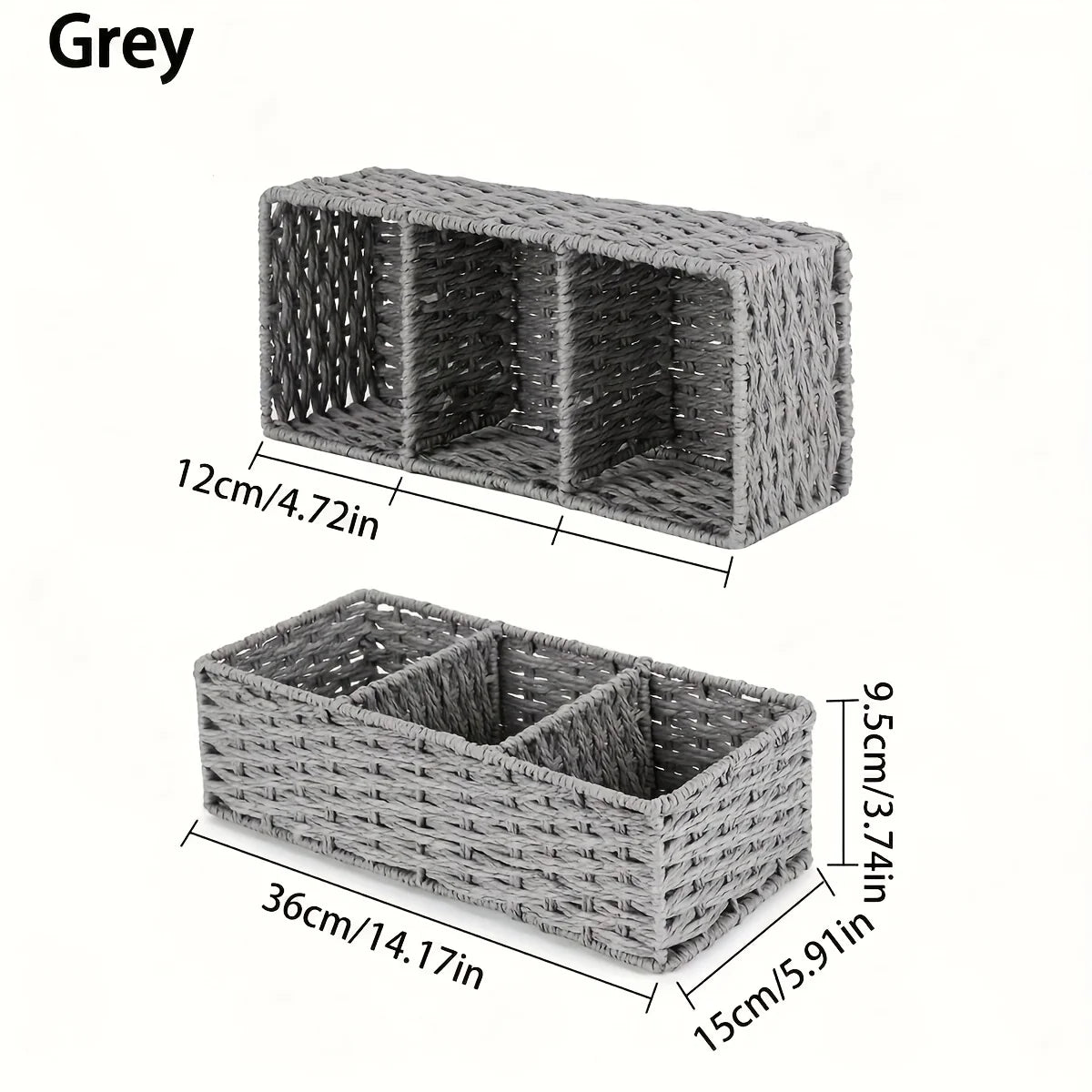 Handwoven Paper Rope Storage Basket — Bathroom & Countertop Organizer