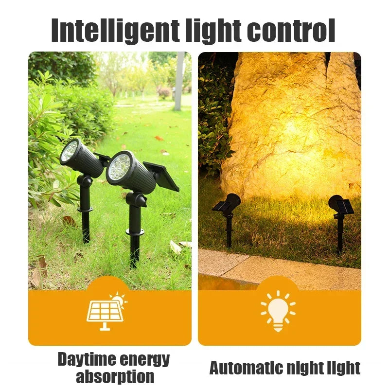 XIWANGFIRE Solar 9 LED Ground Spotlight – IP65 Adjustable Brightness Garden Light