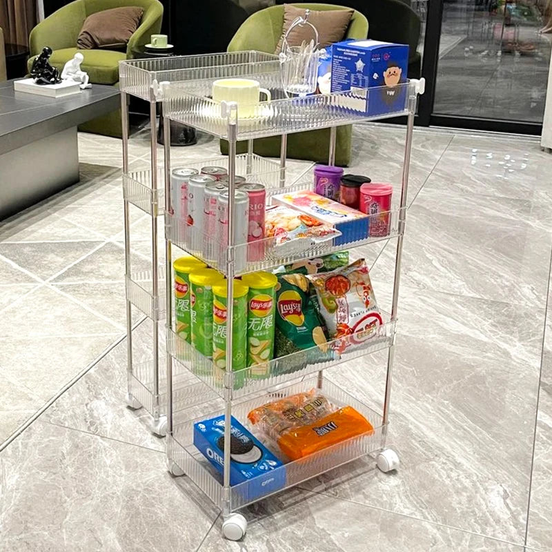 Acrylic Mobile Storage Trolley with Wheels — Slim, Multipurpose