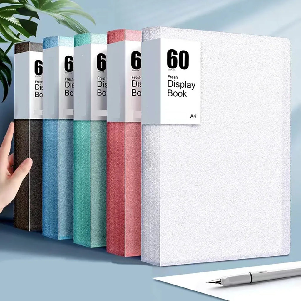 60-Page A4 Storage Folder — Clear View Panels & Built-in Pen Holder