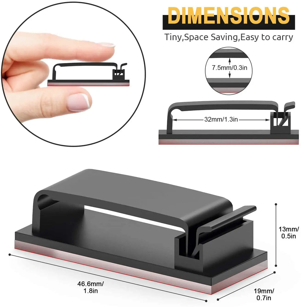 Self-Adhesive Cable Clips Organizer — Plastic Wire Holder for Desk, Home & Car