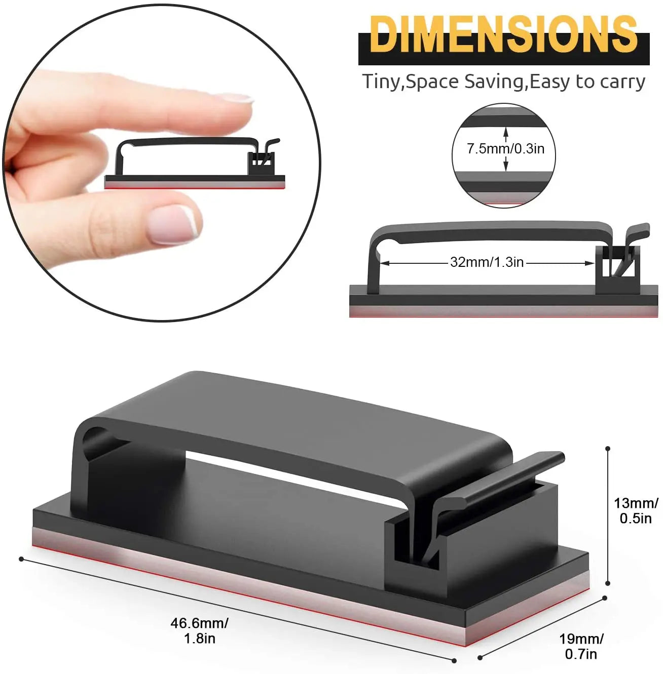Self-Adhesive Cable Clips Organizer — Plastic Wire Holder for Desk, Home & Car