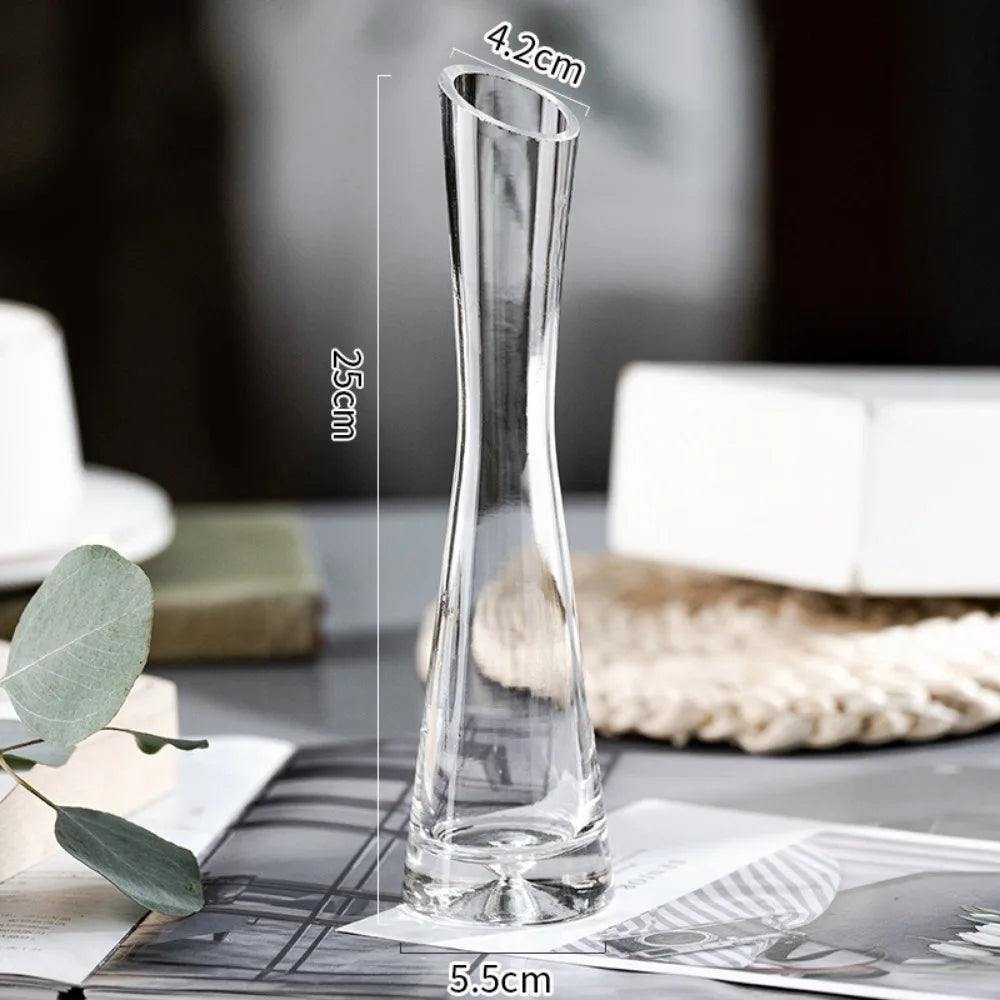 Borosilicate Glass Slanted Mouth Vase — European Style, 2 Designs