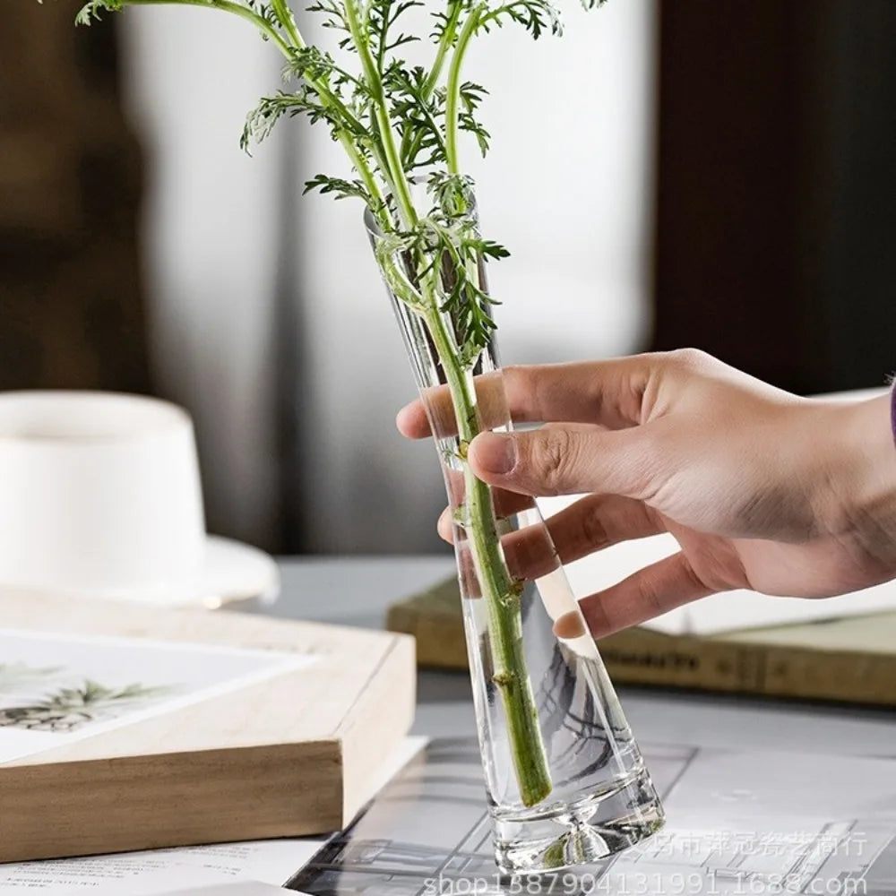 Borosilicate Glass Slanted Mouth Vase — European Style, 2 Designs