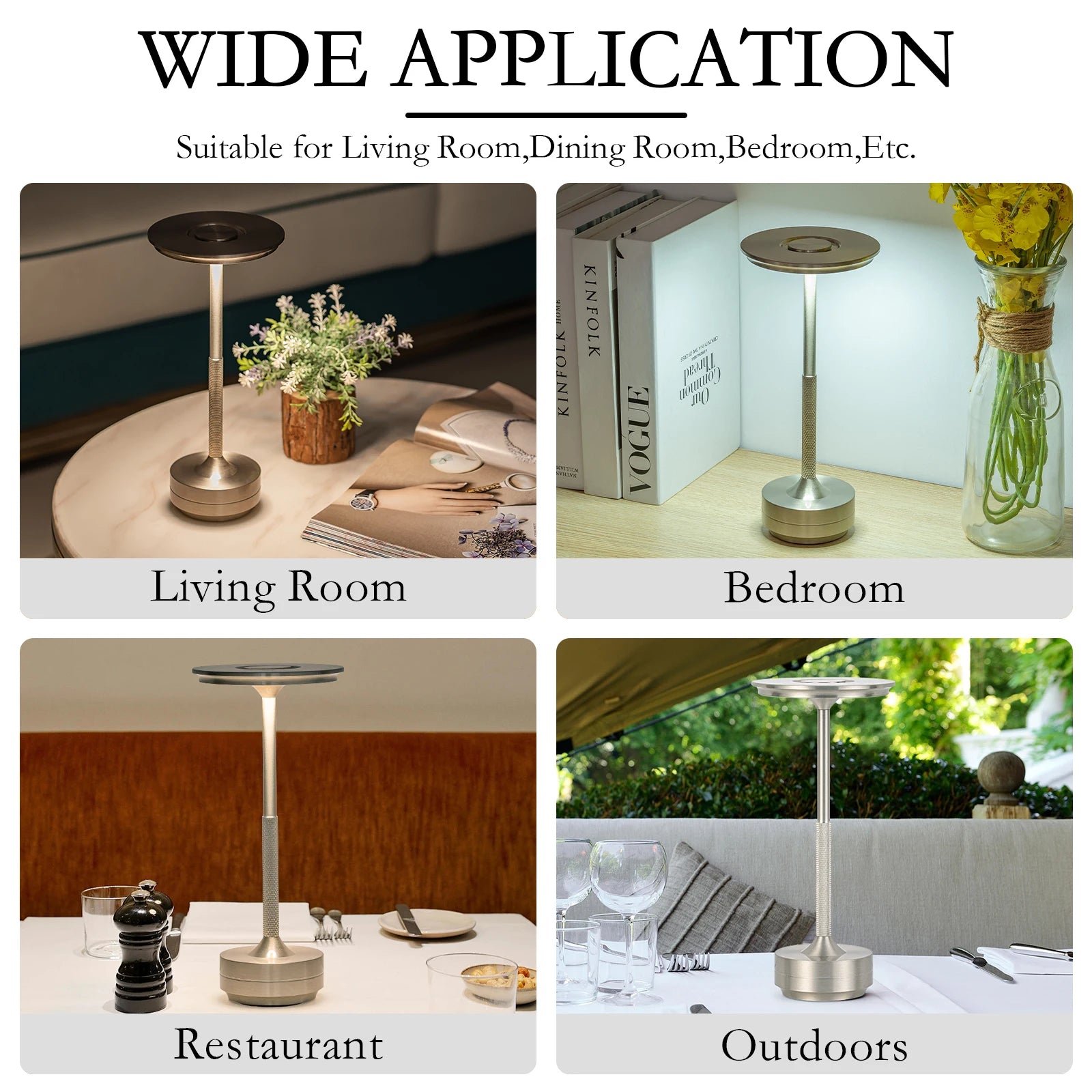 Wireless LED Table Lamp Set of 2 — Touch Sensor, 3 Colour Temperatures