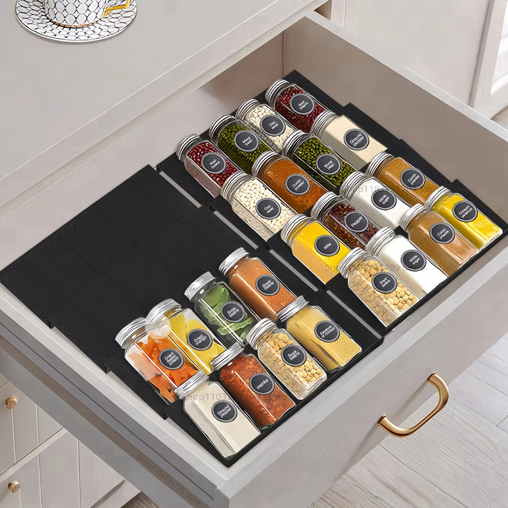4-Layer Drawer Spice Rack Organizer — Stepped Design, Combinable