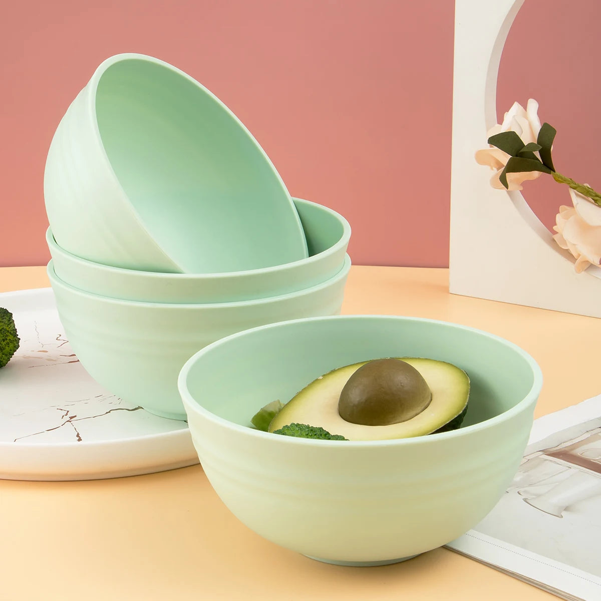 Reusable Plastic Snack & Fruit Bowls — Set of 4, CE Certified