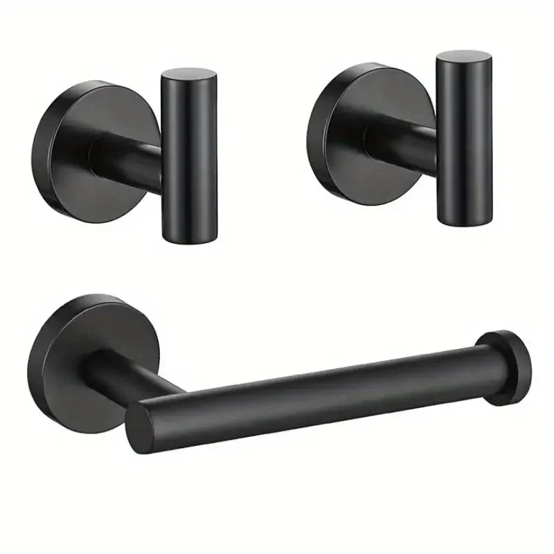 3-Piece Stainless Steel Bathroom Hardware Set — Towel Holder & Toilet Paper Holder