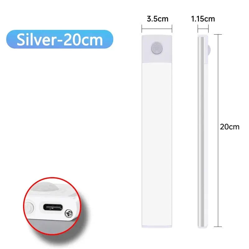 Motion Sensor Cabinet Light — USB-C Rechargeable, Dimmable, 4 Modes