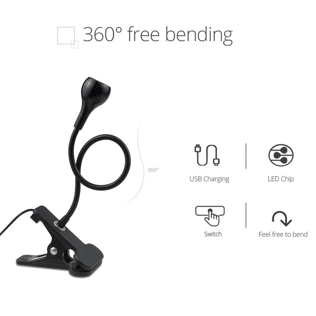 Flexible USB Clip Desk Lamp — Gooseneck, Warm or Cool White, Black or Silver
