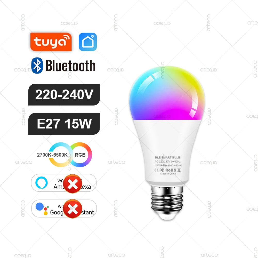 Tuya Smart Bulb — ZigBee, WiFi or Bluetooth, E27 / E14 / GU10, RGBCW