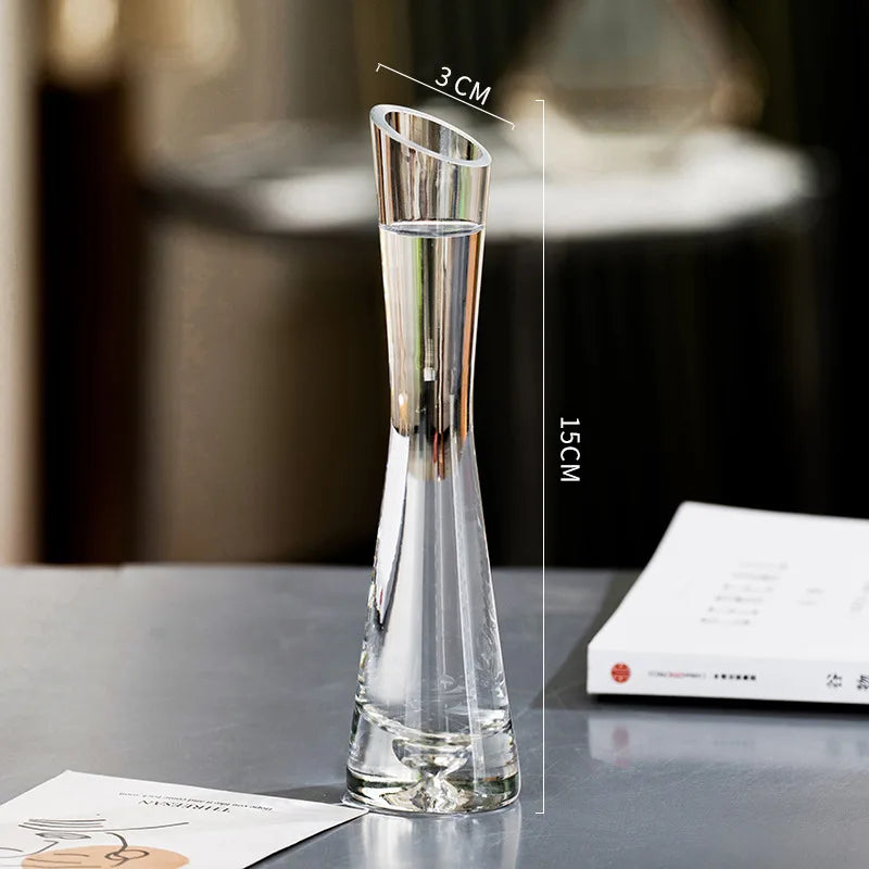 Borosilicate Glass Slanted Mouth Vase — European Style, 2 Designs